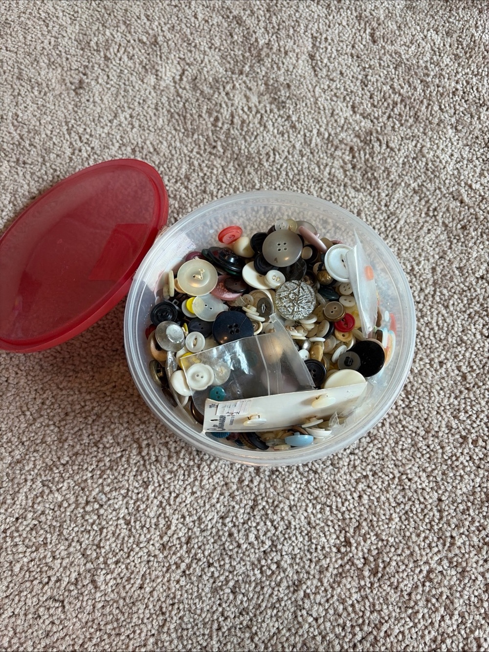 Container  With Vintage Buttons- Over 2lbs Of Buttons-